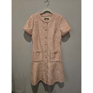 Alexia Admor Breckin Lace Women's Pink Lace Mini Shift Dress 8 Party Cocktail